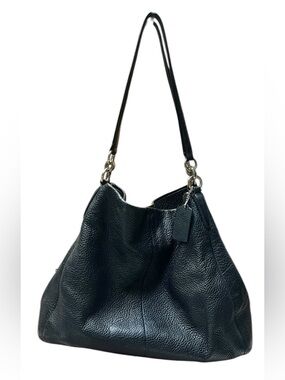 Coach Phoebe F35723 Black Pebbled Leather Shoulder Bag Hobo